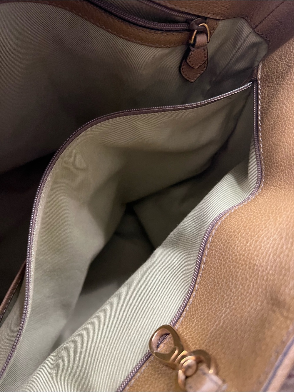 Bulgari Collezione Canvas and Leather Olive Green Tote - Picture 7 of 14